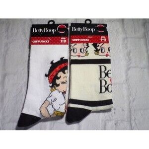 Lot of 2 NEW Pair Betty Boop Crew Socks Adult Size 9-13